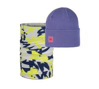 BUFF® Product Bundle | BUFF® Course Tour de Cou Crossknit Beanie Solid Iris et Original EcoStretch Dovhin Multi Taille unique Adulte