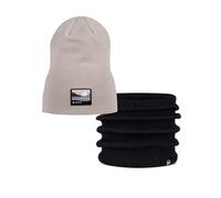 BUFF® Product Bundle. BUFF® Street Knitted Bonnet Lilon Long Birch Gray et Knitted & Fleece Tour de cou Renvi Black Taille unique Adulte