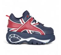 Buffalo 1339-14 Femmes Bleu Rouge Simili Cuir Chunky Plateforme Baskets