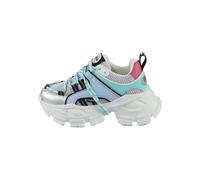 BUFFALO Baskets basses 'Saturn Lace' bleu clair / rose / noir / argent, Taille 40