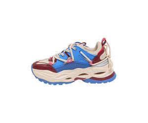 BUFFALO Baskets basses 'Triplet Lace' crème / bleu / rouge / rouge foncé, Taille 36