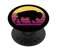 Buffalo Bison American Buffalo Black Moon Stars Gift PopSockets PopGrip Adhésif