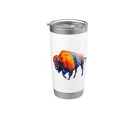 Buffalo Bison American Western Colorful Wild Life Gift Gobelet isotherme en acier inoxydable double paroi