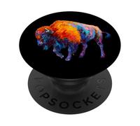 Buffalo Bison American Western Colorful Wild Life Gift PopSockets PopGrip Adhésif