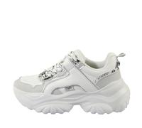 Buffalo Bliss One Sneaker, Blanc et Gris, Vegan Nappa, Effet Python, Semelle Plate-forme, Mousse à mémoire de forme