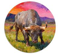 Buffalo, Casse-tête Circulaire 1000 Pièces, Jeu Relaxant Et Créatif, Idéal pour Décoration Ou Offrir, Recommandé Dès 10 Ans,Style Peint Animal, 1000pcs (67.5x67.5cm)