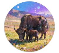 Buffalo, Casse-tête Circulaire De 1000 Pièces, Moment Familial Convivial, Parfait pour La Patience Et La Concentration, Adapté Dès 10 Ans,Style Peint Animal, 1000pcs (67.5x67.5cm)