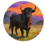 Buffalo, Casse-tête Rond 1000 Pièces, Défi Mental Et Divertissement, Idéal pour Offrir Ou Décorer, Recommandé Dès 10 Ans,Style Peint Animal, 1000pcs (67.5x67.5cm)