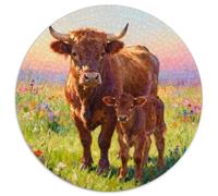 Buffalo, Casse-tête Rond 1000 Pièces, Moment De Détente Et De Concentration, Cadeau Parfait Ou Décoration Murale, Recommandé À Partir De 14 Ans,Style Peint Animal, 1000pcs (67.5x67.5cm)