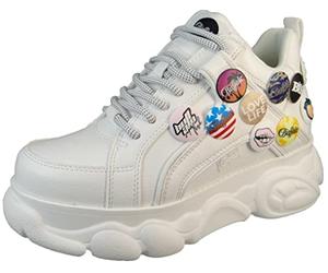 Buffalo CLD Corin Button 1630884 Baskets basses pour femme Blanc, Blanc., 39 EU