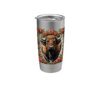 Buffalo de l'Oklahoma entouré de roses de l'Oklahoma Gobelet isotherme en acier inoxydable double paroi