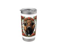 Buffalo de l'Oklahoma entouré de roses de l'Oklahoma Gobelet isotherme en acier inoxydable double paroi
