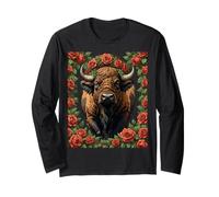 Buffalo de l'Oklahoma entouré de Roses de l'Oklahoma Manche Longue
