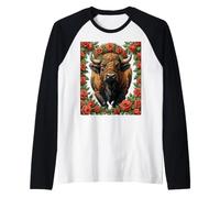 Buffalo de l'Oklahoma entouré de Roses de l'Oklahoma Manche Raglan