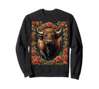 Buffalo de l'Oklahoma entouré de Roses de l'Oklahoma Sweatshirt