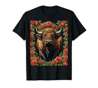 Buffalo de l'Oklahoma entouré de Roses de l'Oklahoma T-Shirt