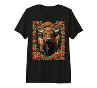 Buffalo de l'Oklahoma entouré de Roses de l'Oklahoma T-Shirt Haut de Gamme