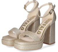 Buffalo Femmes Talons hauts/Sandalettes/ Sandales à lanières MEY NEAT Or Textile Taille : 42