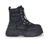 Buffalo Fusion Front Zip Bottes de combat à plateforme pour femme Noir Vegan Nappa Fermeture éclair sur le devant, Noir , 35 1/3 EU