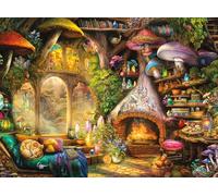 Buffalo Games - Aimee Stewart - Merry Mushroom Cottage - Puzzle de 1 000 pièces pour Adultes, Puzzle Stimulant pour Les soirées de Jeu, Taille finie : 68 x 50 cm