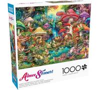 Buffalo Games - Aimee Stewart - Merry Mushroom Village Picnic - Puzzle de 1 000 pièces pour adultes, puzzle stimulant pour les soirées de jeu, taille finie : 68 x 50 cm