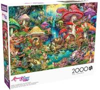 Buffalo Games - Aimee Stewart - Pique-Nique Merry Mushroom Village - Puzzle de 2000 pièces pour Adultes - Puzzle Stimulant Parfait pour Les soirées de Jeu - Dimensions finies : 38,50 x 26,50 cm