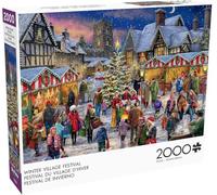 Buffalo Games - Ali Corti - Festival du Village d'hiver - Puzzle de 2000 pièces pour Adultes - Puzzle Stimulant Parfait pour Les soirées de Jeu - Taille finie : 38,50 x 26,50 cm