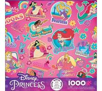 Buffalo Games - Disney - Collage d'autocollants de princesse - Puzzle de 1000 pièces pour adultes - Puzzle stimulant parfait pour les soirées de jeu - 1000 pièces finies taille est de 68 x 50 cm