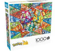 Buffalo Games - Pokémon - Démarreurs en vitrail - Puzzle de 1000 pièces pour adultes - Puzzle stimulant parfait pour les soirées de jeu - Dimensions du puzzle fini : 68 x 50 cm