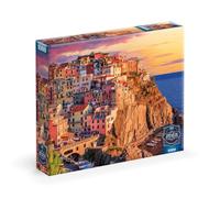 Buffalo Games - Sapphire Select - Cinque Terre Sunset - Puzzle de 1000 pièces - Défi et Amusant - Planche de Puzzle à Dos Bleu - Boîte de présentation Cadeau - Affiche Pleine Taille Incluse