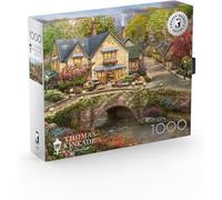 Buffalo Games - Silver Select - Thomas Kinkade - Summer in Cobblestone Village - Puzzle de 1000 pièces pour Adultes - Puzzle Stimulant Parfait pour Les soirées de Jeu - Taille finie : 68 x 50 cm
