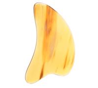 Buffalo Horn Gua Sha Outil : plaque de grattage du visage Guasha Massage Outil de massage profond Grattoir à tissus épais Manche traditionnel chinois Yeux Pied Relaxant Jaune