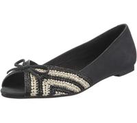 Buffalo London 210-5228 Nubuck Raffia Black 38 117213, Ballerines Femme - Noir-TR-GP, 38 EU