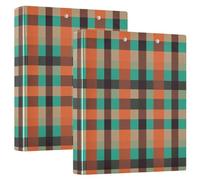 Buffalo Lot de 1 classeur à carreaux orange et vert avec poches intérieures de 3,8 cm pour 200 feuilles