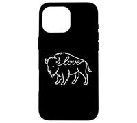 Buffalo Love Line Art Minimaliste Nature Lover Bison Love Coque pour iPhone 16 Pro Max