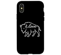 Buffalo Love Line Art Minimaliste Nature Lover Bison Love Coque pour iPhone X/XS