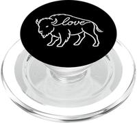 Buffalo Love Line Art Minimaliste Nature Lover Bison Love PopSockets PopGrip pour MagSafe