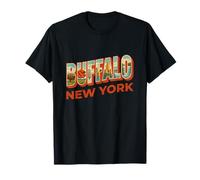 Buffalo New York célèbres icônes à l'intérieur de la Typographie rétro T-Shirt