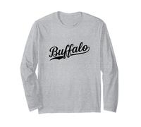 Buffalo New York Cool Retro Script Années 70 Texte Blanc Vintage Manche Longue