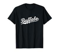 Buffalo New York Cool Retro Script Années 70 Texte Blanc Vintage T-Shirt