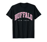 Buffalo New York NY Varsity Style Texte rose T-Shirt