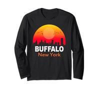Buffalo New York Vintage Sunset Retro City State USA Manche Longue