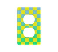 Buffalo Plaid Carreaux Jaune/Cyan/Vert Dégradé Décoratif Couvertures Murales Unique Interrupteur Plaque Murale Couverture Tapa Para Interruptor de Luz Duplex Outlets