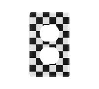 Buffalo Plaid Check Noir Blanc Couvertures de sortie décoratives Plaque murale Unique Plaque murale Couvre Tapa para interruptor de luz Duplex Outlets