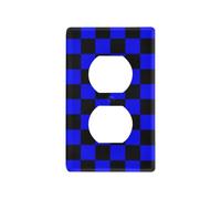Buffalo Plaid Check Noir Bleu Couvertures de sortie décoratives Plaque murale Unique Couvercles de sortie et plaques d'interrupteur Tapa para Switch de luz Duplex Outlets