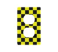 Buffalo Plaid Check Noir Jaune Décoratif Prise Murale Unique Plaque Murale Couvre Tapa Para Interruptor de Luz Duplex Outlets