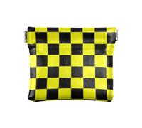 Buffalo Plaid Check Noir Jaune Petit porte-monnaie en cuir pour femme Pochette fantaisie Sac de maquillage pour femme, carreaux de buffle noir et jaune, taille 1, art imprimé, Buffalo Plaid Carreaux