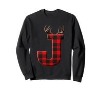 Buffalo Plaid Lettre J avec Bois de cerf Sweatshirt