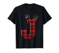Buffalo Plaid Lettre J avec Bois de cerf T-Shirt