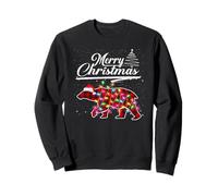 Buffalo Plaid Polar Bear Christmas Lights Family Matching PJ Sweatshirt
